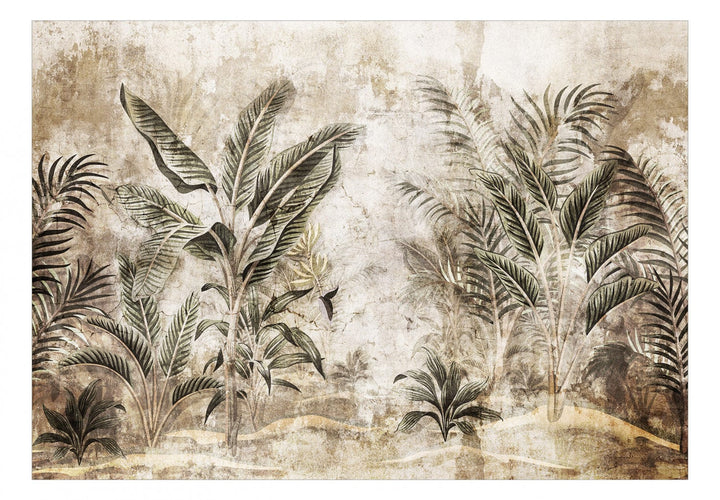 Tropiskas fototapetes bēšā krāsā - Vintāžas augi, 146368 G-ART