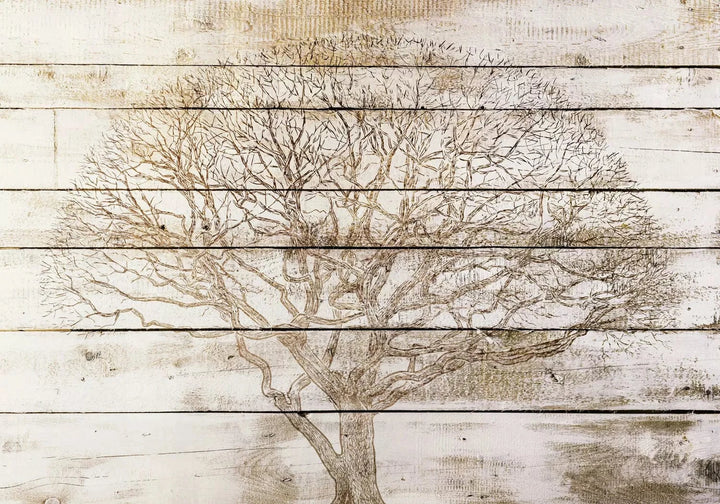 Fototapetes vintāžas stilā - Koks uz dēļiem - dabas motīvi G-ART