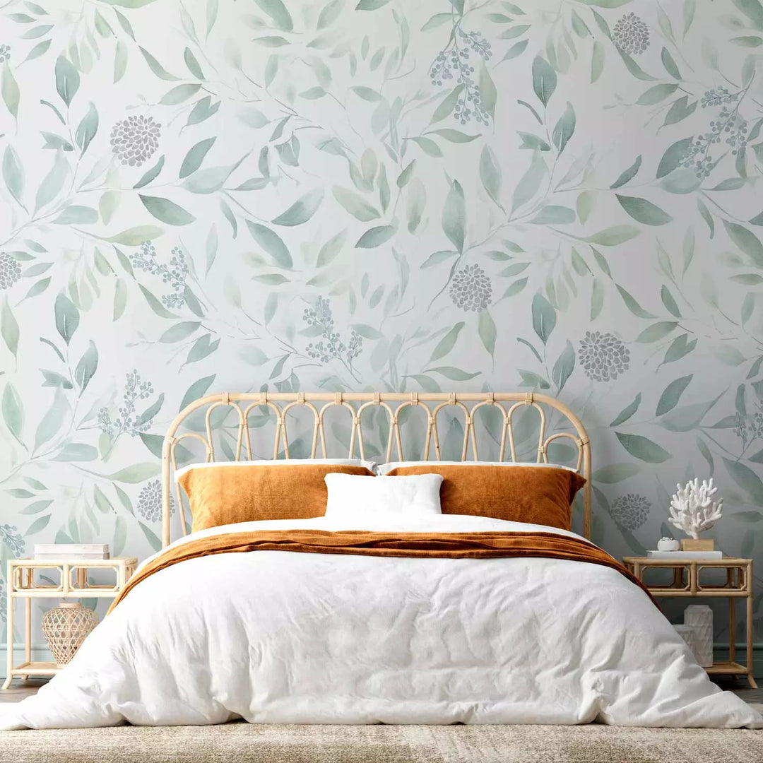 Fototapetes ar lapām - Zaļas lapas, kas virpuļo vieglā brīzē G-ART