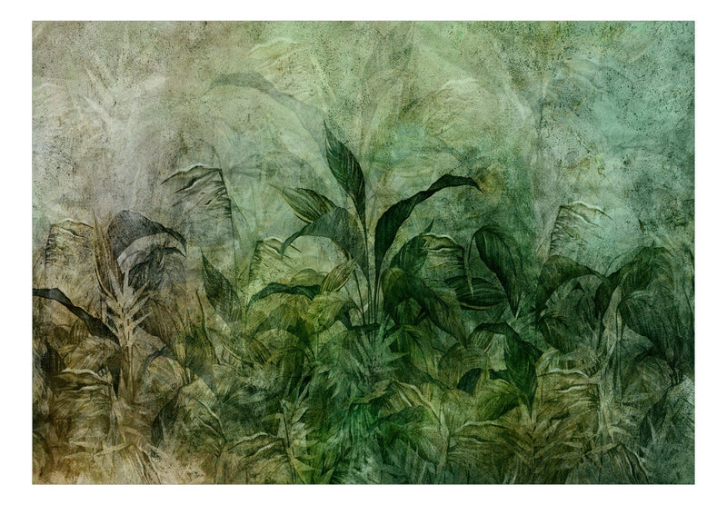 Wall Murals Green shades with tropical leaves - Green Mist, 143038 G-ART