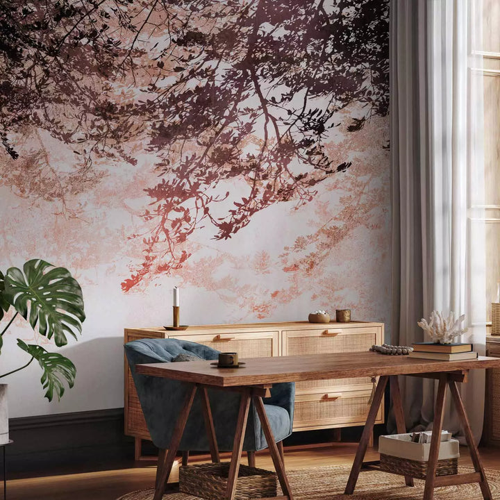 Fototapetes - Zari ar lapām uz gaiša fona, 148811, brūnos toņos G-ART