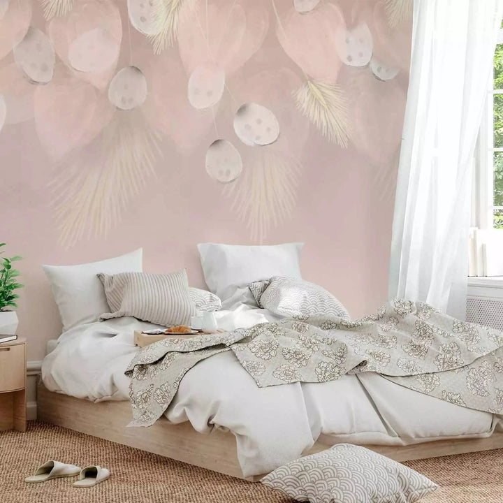 Fototapetes - Žāvēti piekārti ziedi pūderkrāsā - nestandarta izmēri G-ART