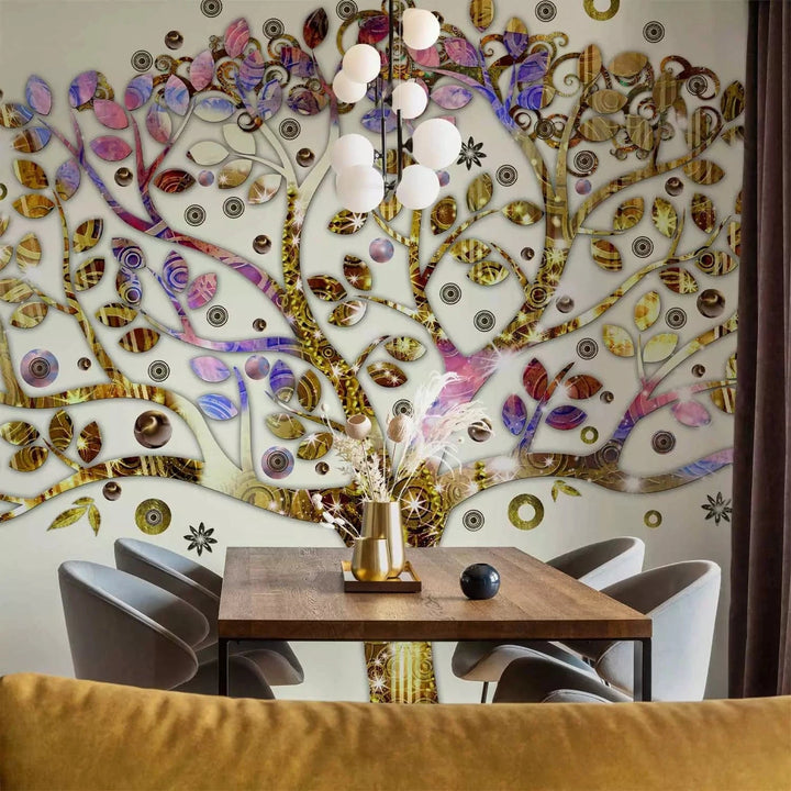 Fototapetes - zelta koks pļavā Gustava Klimta stilā, zeltā krāsā G-ART