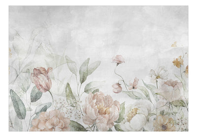 Fototapetai - Gėlės pasteliniame žaliame fone, 142703 G-ART