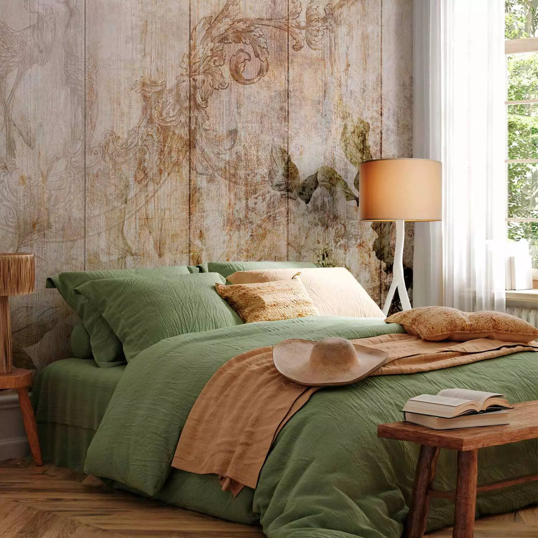 Fototapetes - ziedi uz vintāžas stila teksturēta fona, bēšā, 143756 G-ART