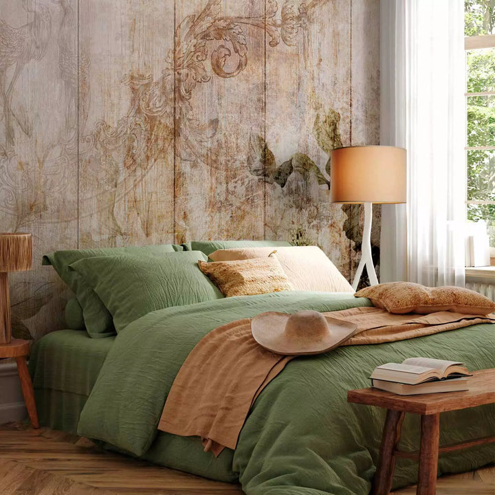 Fototapetes - ziedi uz vintāžas stila teksturēta fona, bēšā, 143756 G-ART