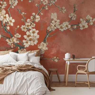 Wall Murals - Flowers on twigs - composition in terracotta, 159455 G-ART