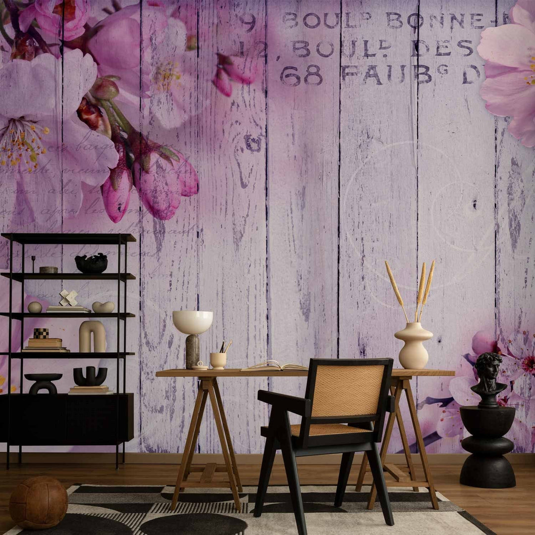 Fototapetes viesistabai violetos toņos - Ziedoši ābeļziedi, 92991  G-ART