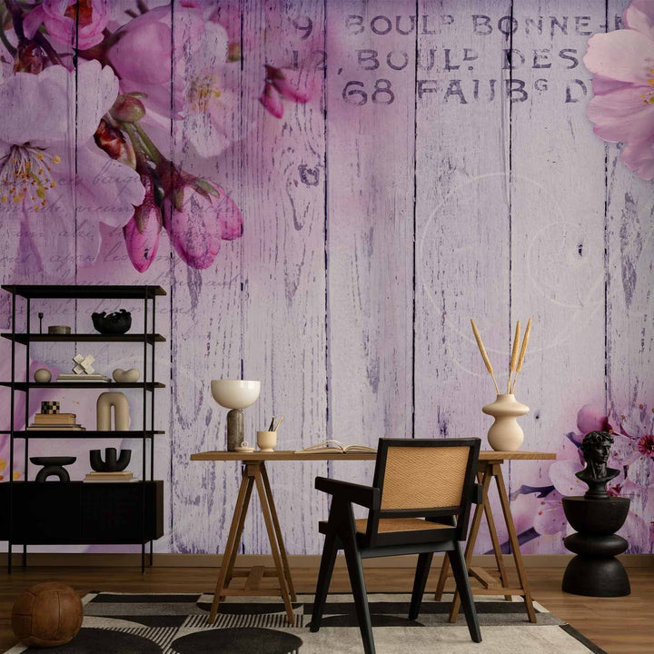 Fototapetes viesistabai violetos toņos - Ziedoši ābeļziedi, 92991  G-ART