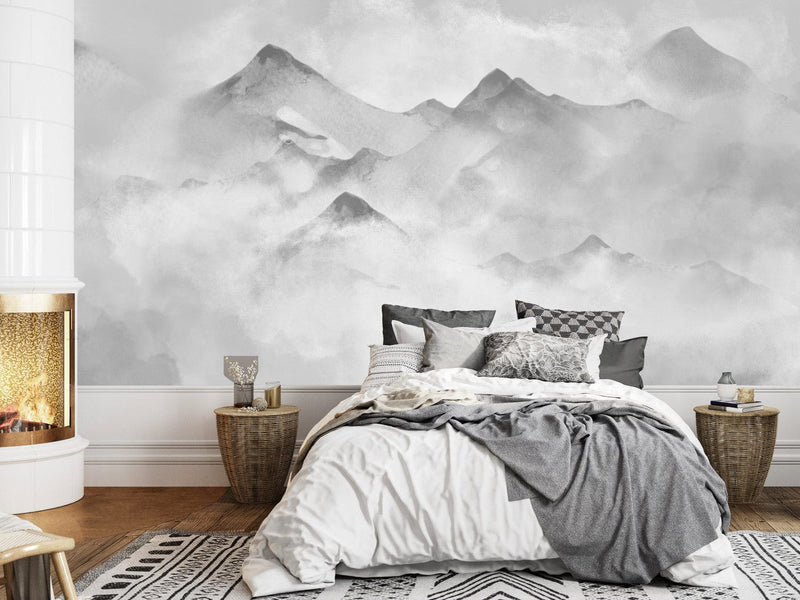 Wall Murals - Winter in the mountains (grey tones), 138833 G-ART