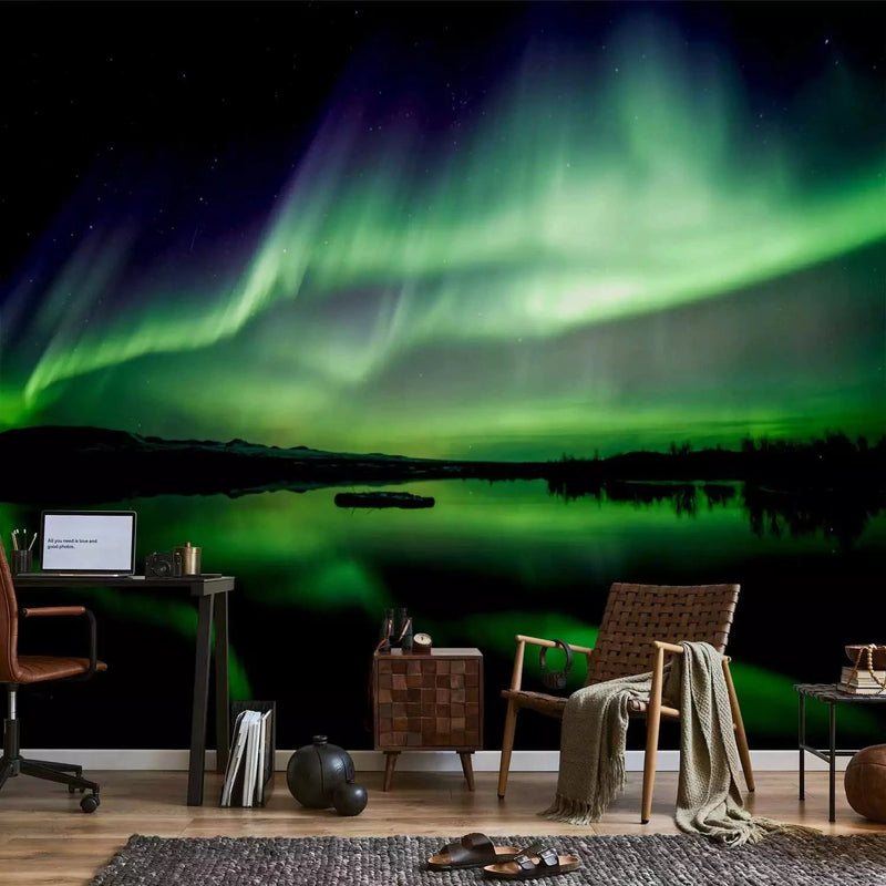 Valokuvatapetti - Northern Lights (vihreän sävyissä) - hajuton tapettiG-ART