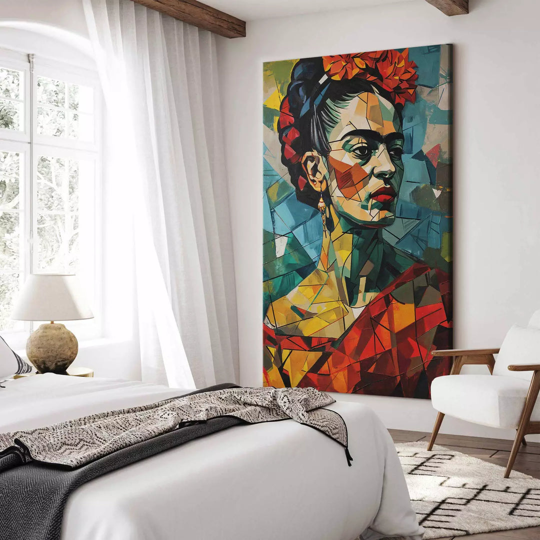 Frida Kahlo - geometrinen muotokuva kubismistyyliin, 152238, koko XXL