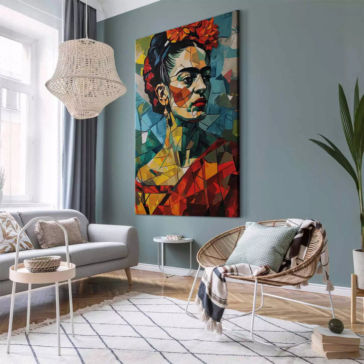 Frida Kahlo - geometrinen muotokuva kubismistyyliin, 152238, koko XXL