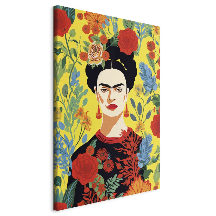 Frida Kahlo - Portrets uz dzeltena ziedu fona, 152224, liels izmērs G-ART
