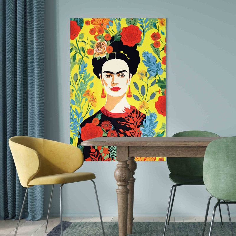 Frida Kahlo - Portrait on a yellow floral background, XXL size, 152224 G-ART
