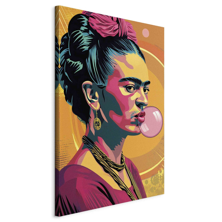 Frida Kahlo - sievietes portrets ar košļājamo gumiju popārta stilā, 152215, lielformāta G-ART