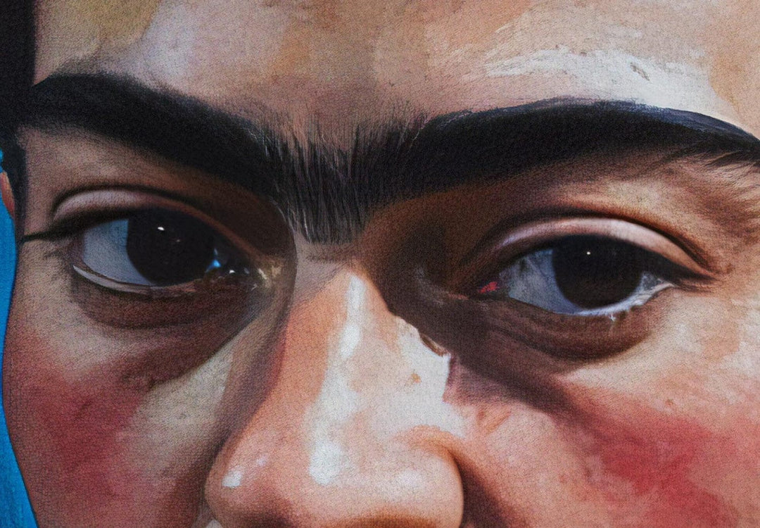 Frida Kalo - glezniecisks mākslinieces portrets uz tumši zila fona, 152223, lielformāta G-ART