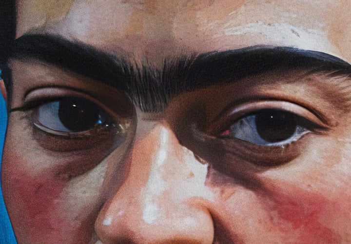 Frida Kalo - glezniecisks mākslinieces portrets uz tumši zila fona, 152223, lielformāta G-ART