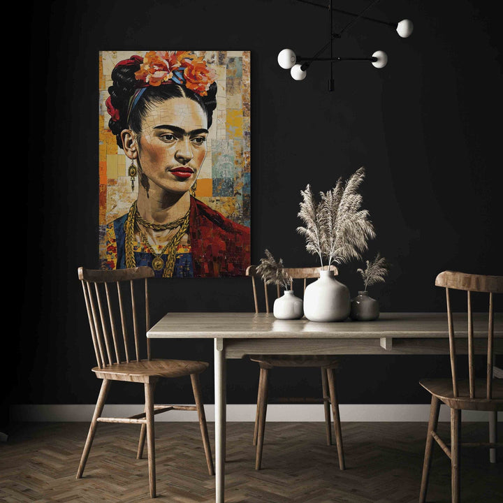 Frida Kalo - Portrets uz mozaīkas fona, Klimta stilā, 152207, lielformāta G-ART