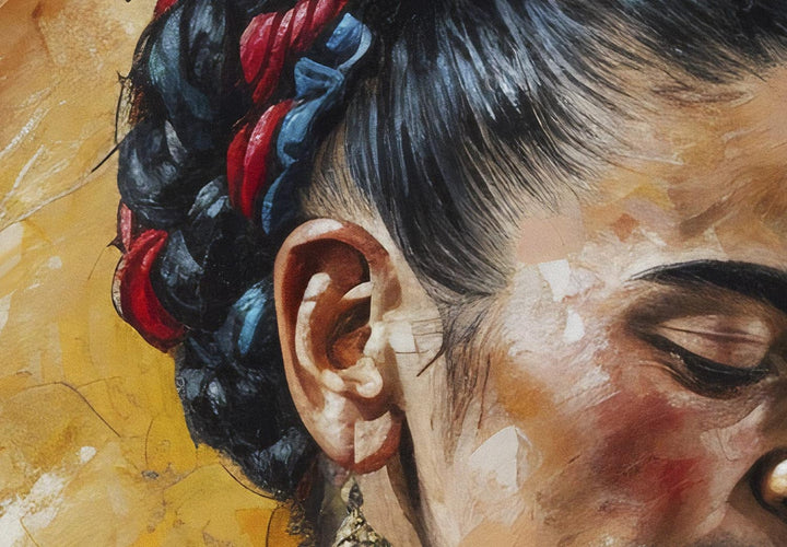 Frida Kalo - Sievietes portrets, kas spēlē uz ukuleles brūnos toņos, 152208, lielformāta G-ART