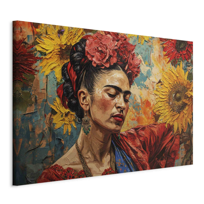 Frida Kalo uz saulespuķes fona Van Goga stilā, 152213, XXL izmērs Tapetenshop.lv