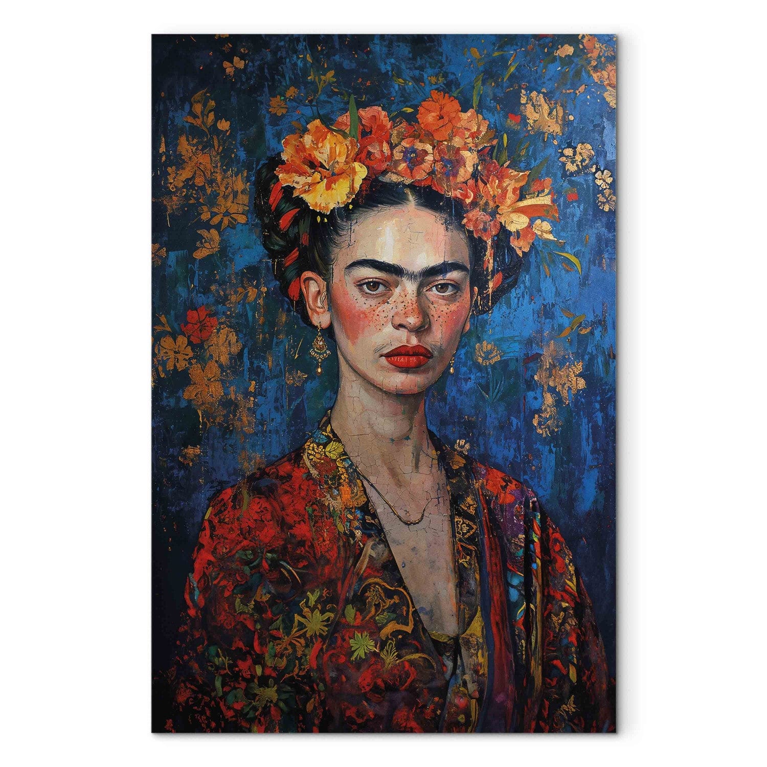 Frīdas portrets - Kompozīcija Klimta stilā uz tumši zila fona, 152205, lielformāta G-ART