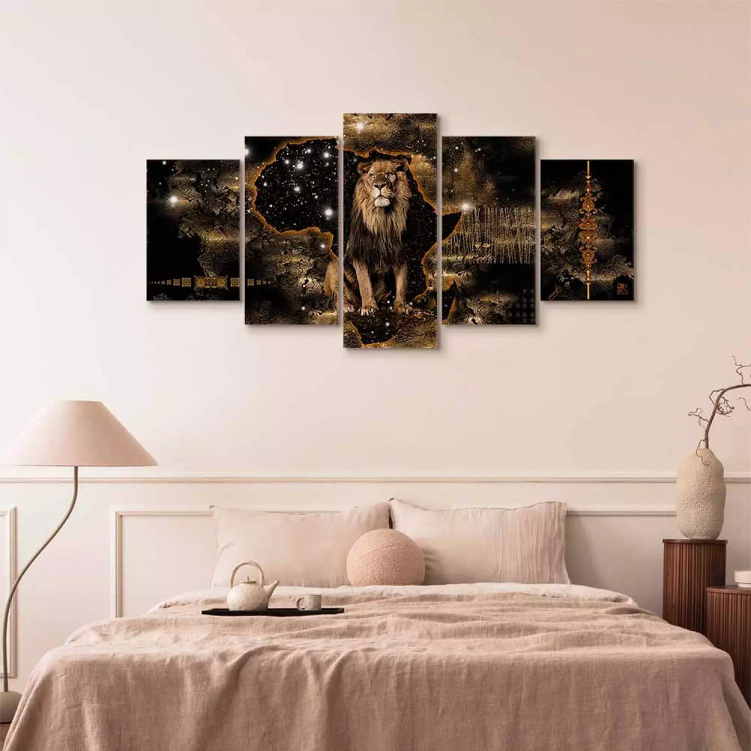 Canvas-taulut leijonan kanssa - Kultainen leijona, (x 5), 50001