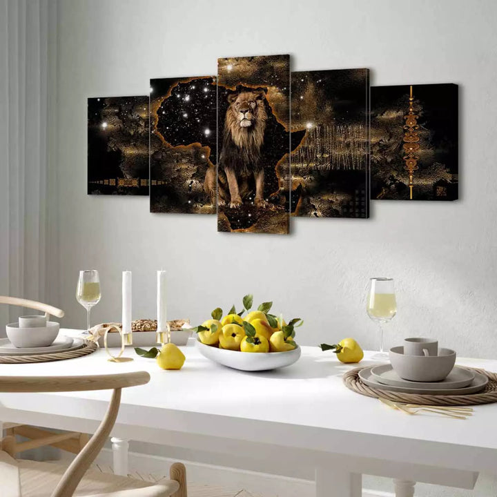 Canvas-taulut leijonan kanssa - Kultainen leijona, (x 5), 50001