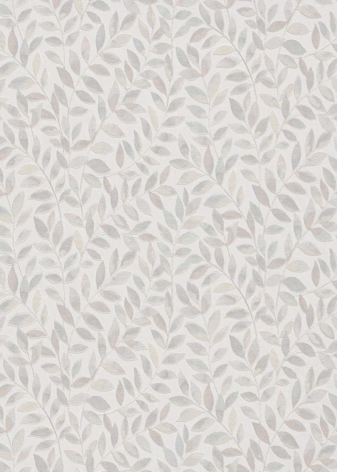 Light non-woven wallpaper with a matte surface and a pastel leaf motif, 3773302