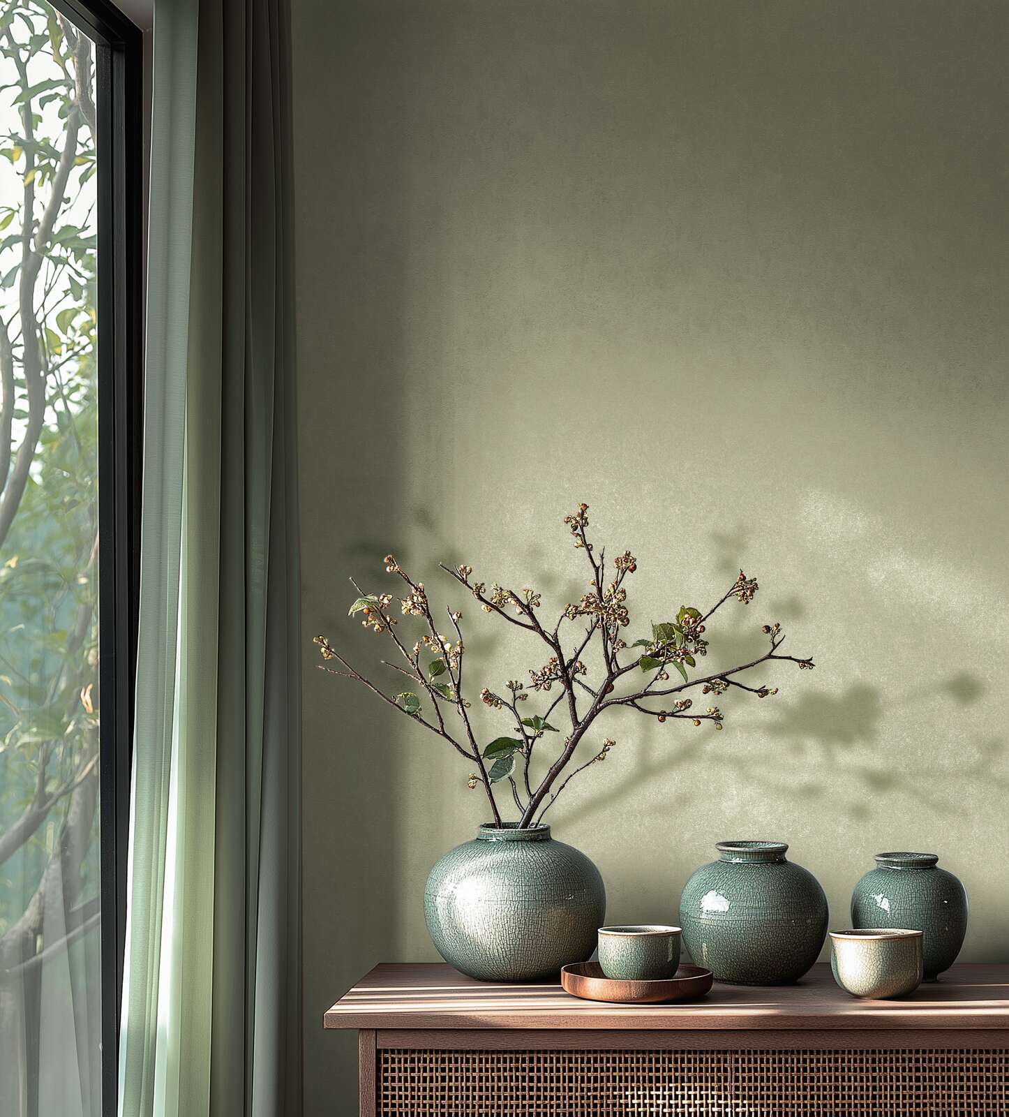 Gaišas tapetes ar smalku faktūru, nedaudz spīdīgas - Zaļā - 782271 AS Creation