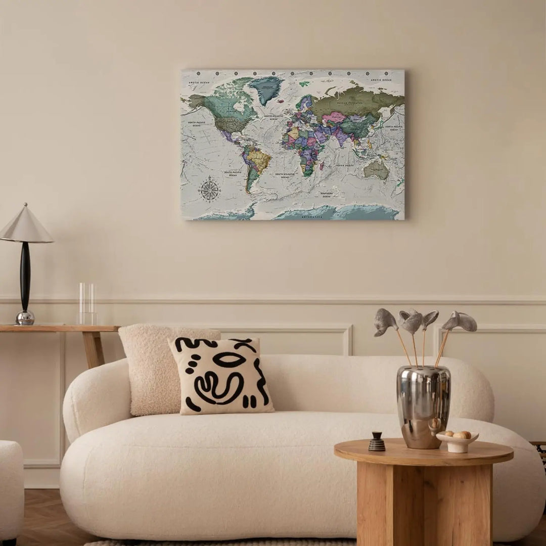 Gezna - Pasaules karte uz gaiši pelēka fona, (x 1), 107201 ART XL