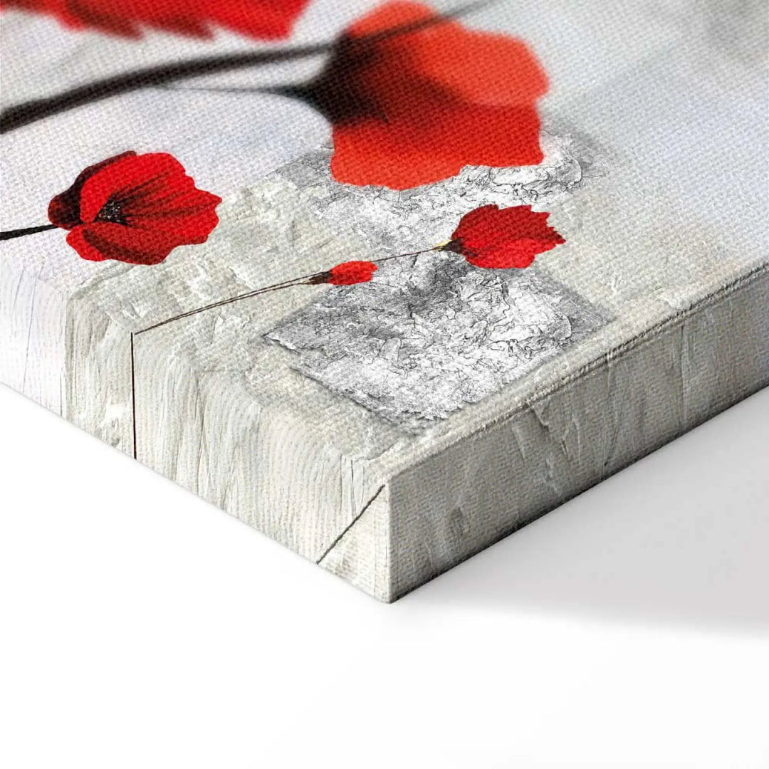 Glezna ar magonēm - glezna no 5 daļām, sarkana un peleka krāsā ART XL