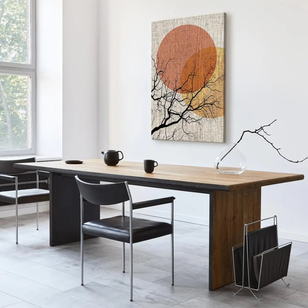 Glezna japāņu stilā - Dubultmēness (x 1) - pelēka, oranža ART XL