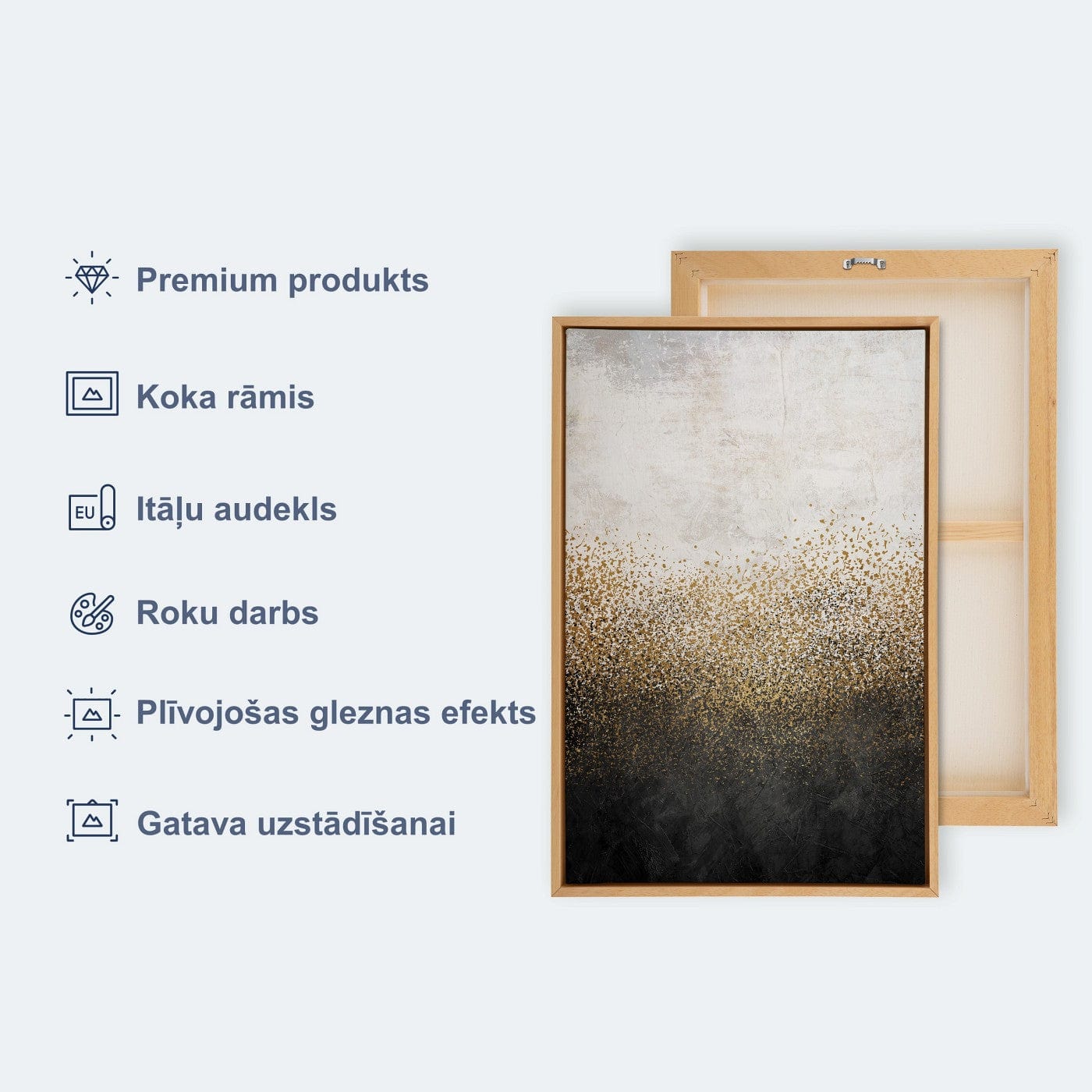 Glezna koka rāmī - Abstraktā kompozīcija uz pelēka G ART