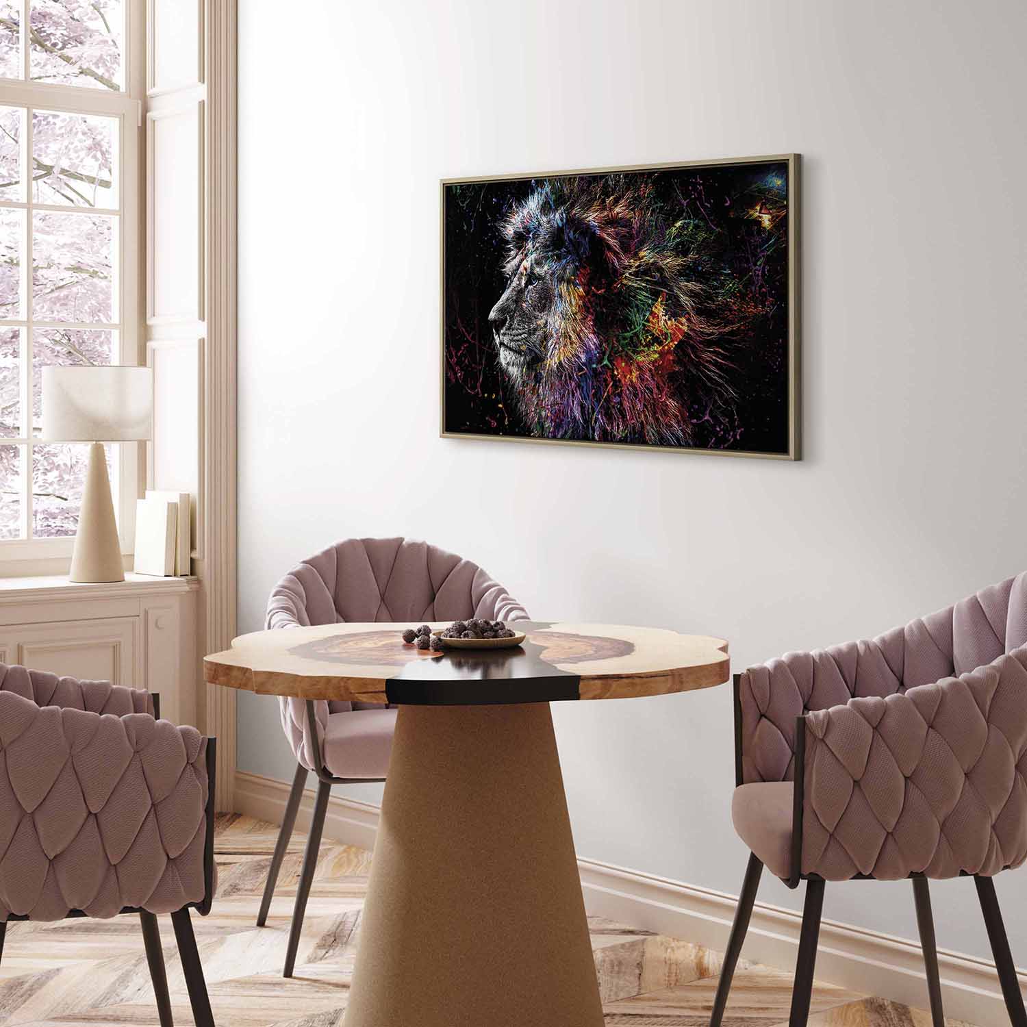 Glezna koka rāmī modernam interjeram - Abstrakta lauva G ART