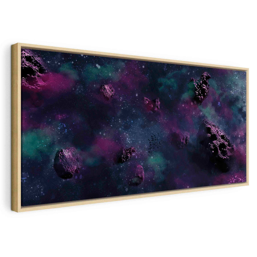 Glezna koka rāmī - Abstrakts kosmoss violetā krāsā G ART