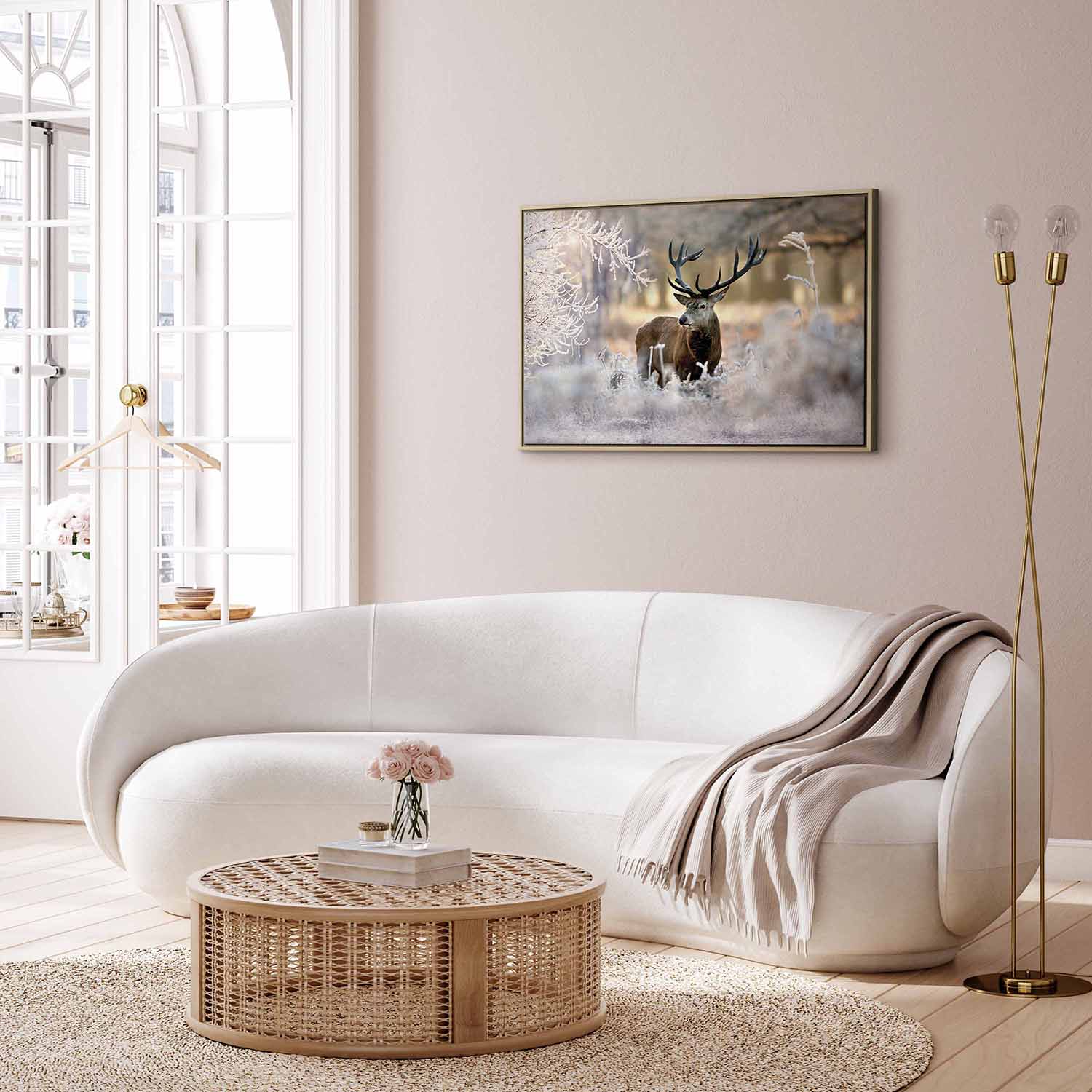 Glezna koka rāmī ar dabu - Briedis ziemā G ART