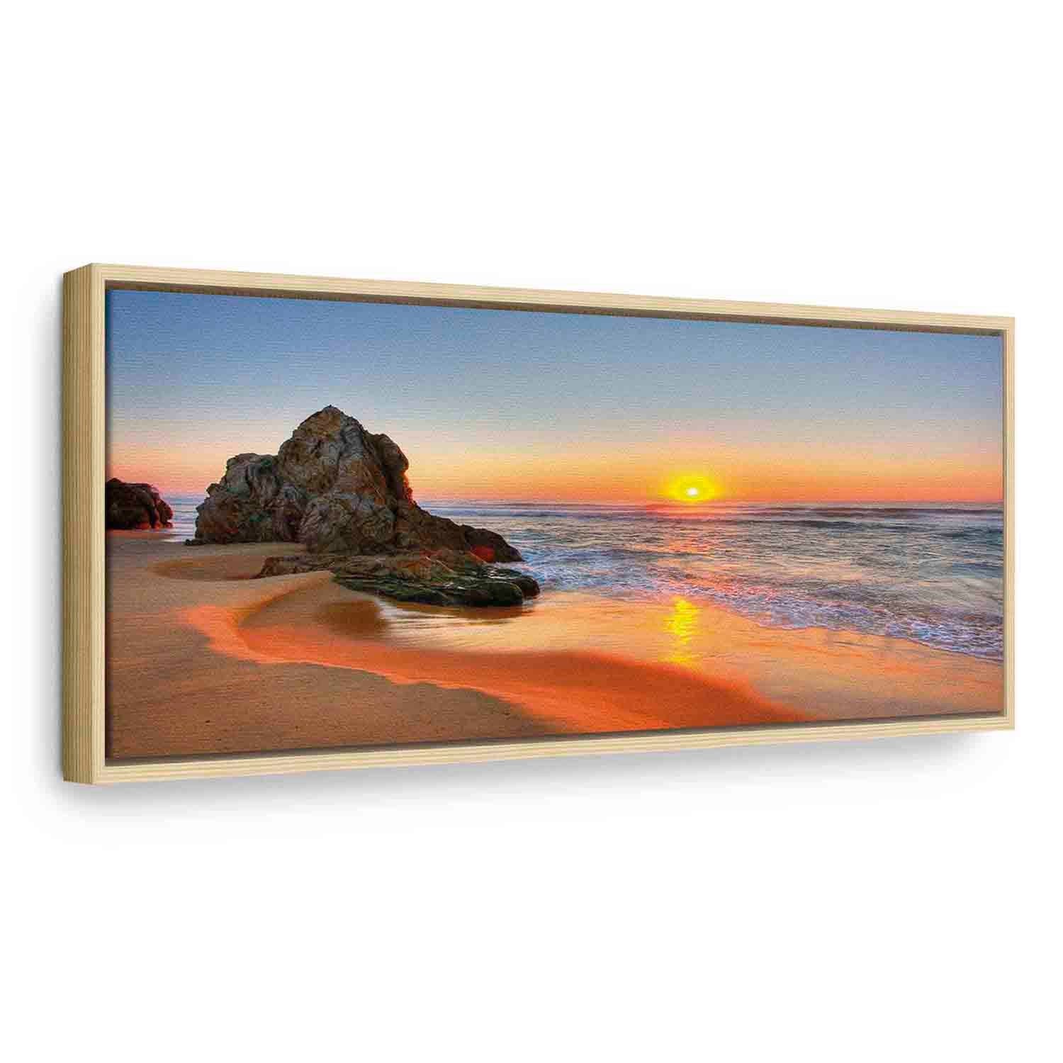 Glezna koka rāmī - Skaists saullēkts jūrā - Jauna diena G ART