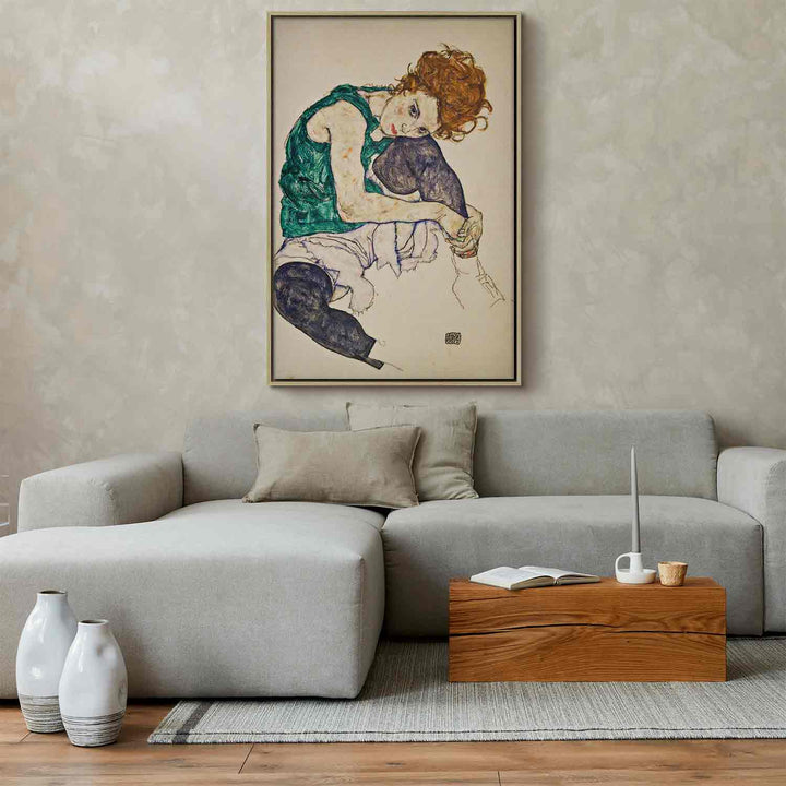 Glezna koka rāmī - Sēdoša sieviete G ART
