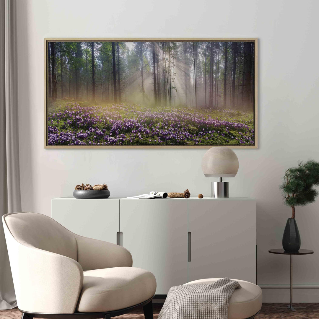 Glezna koka rāmī - Violeta pļava - nopirkt gleznu viesistabai G ART