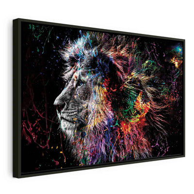 Painting in a black wooden frame - Abstract lion G ART