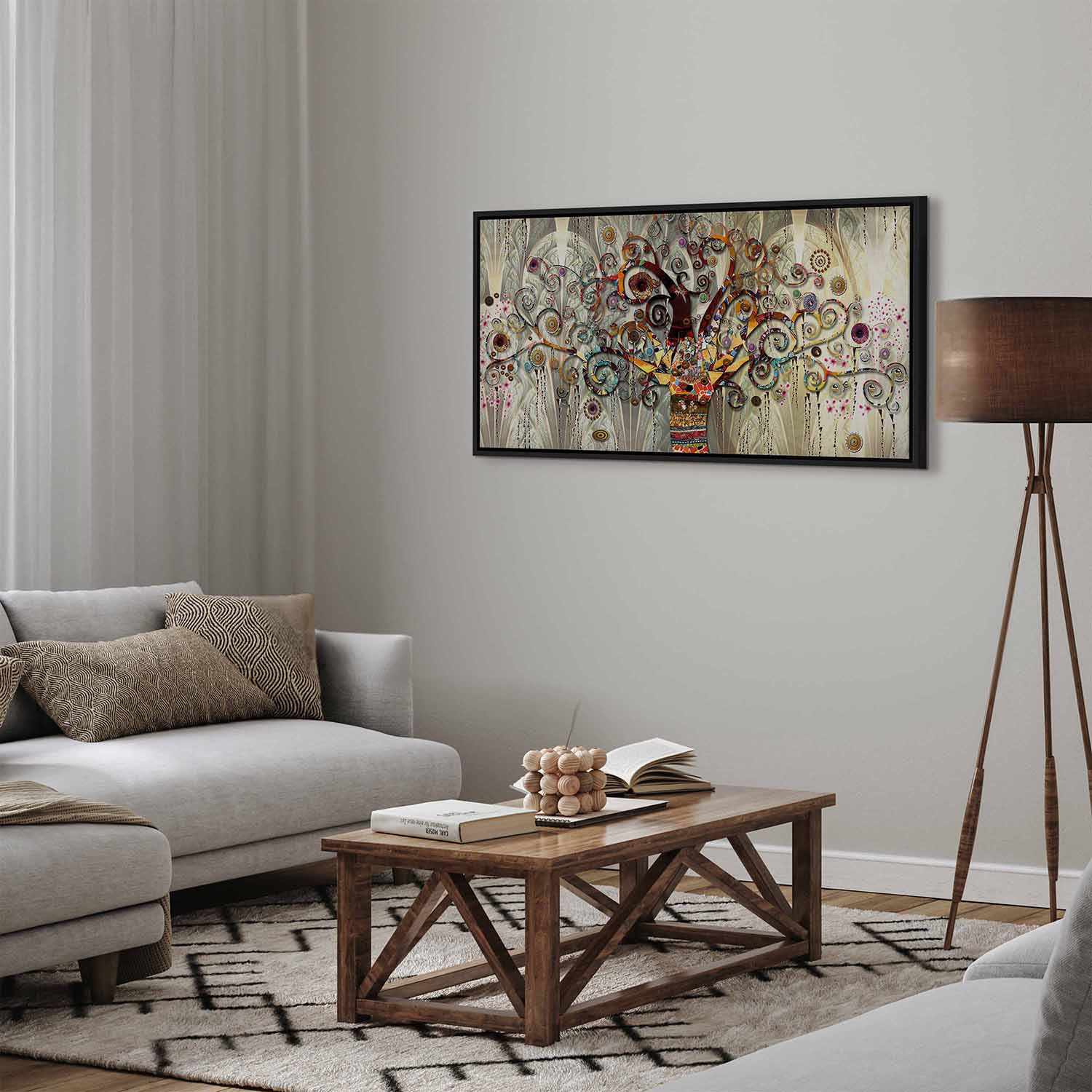 Glezna melnā koka rāmī - Dzīvības koks G ART