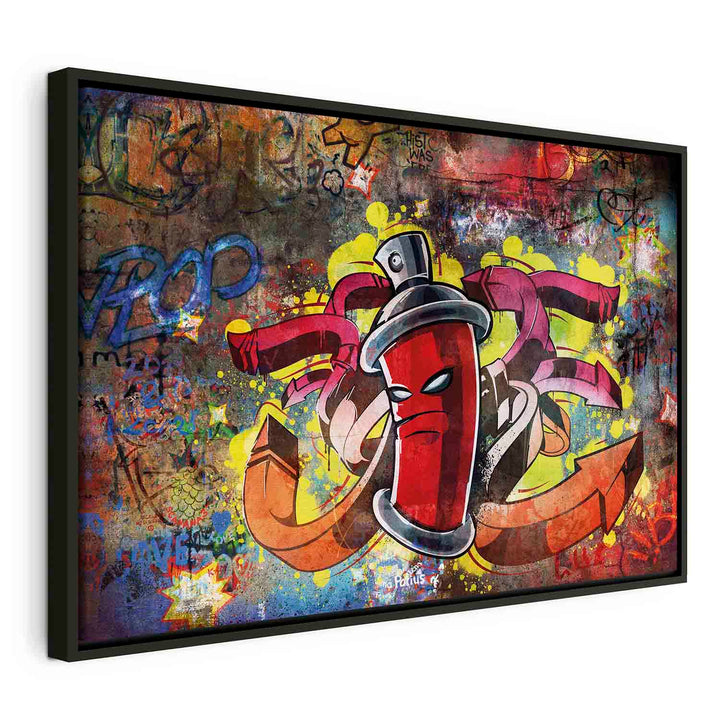 Glezna melnā koka rāmī - Grafiti meistars - Pusaudža istabai G ART