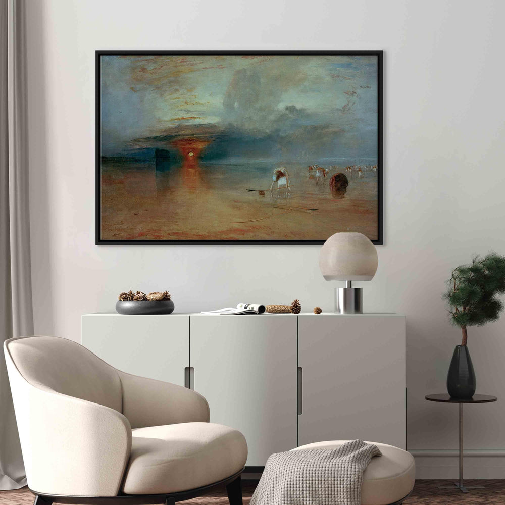Glezna melnā koka rāmī - Kalē pludmale - reprodukcija G ART