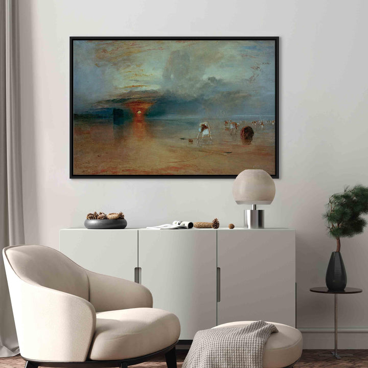 Glezna melnā koka rāmī - Kalē pludmale - reprodukcija G ART