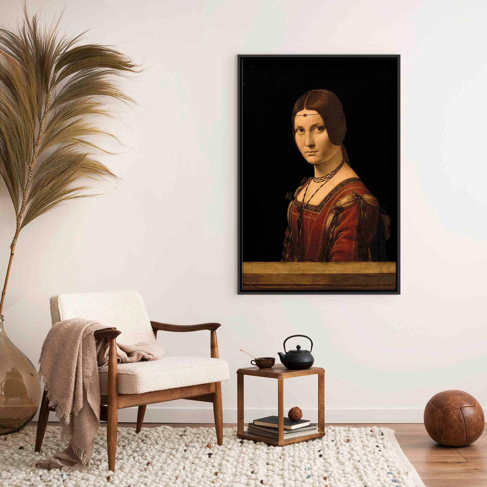 Glezna melnā koka rāmī - Leonardo da Vinči reprodukcija G ART