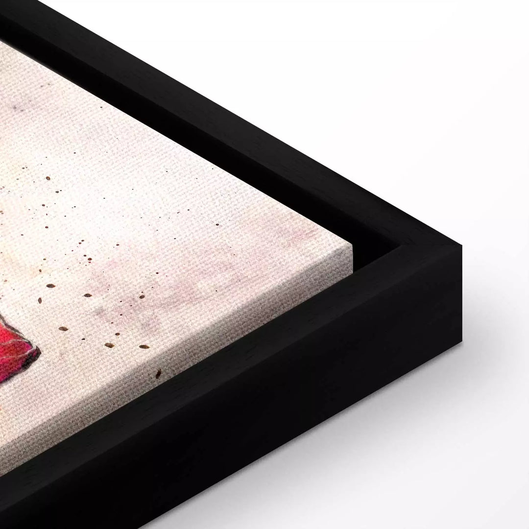 Glezna melnā koka rāmī - Maģiskas magones, oranža, beša un pelēka ART XL