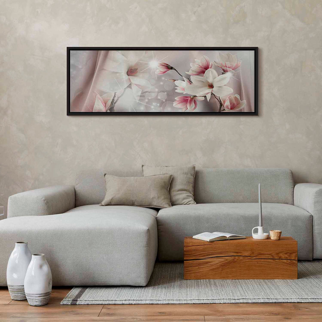 Glezna melnā koka rāmī - Magnolijas atspulgs, 120x40 cm G ART