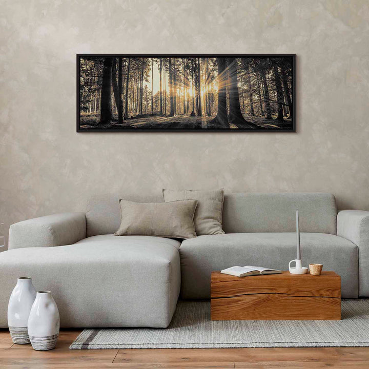 Glezna melnā koka rāmī - Meža saule, 90x30 cm G ART