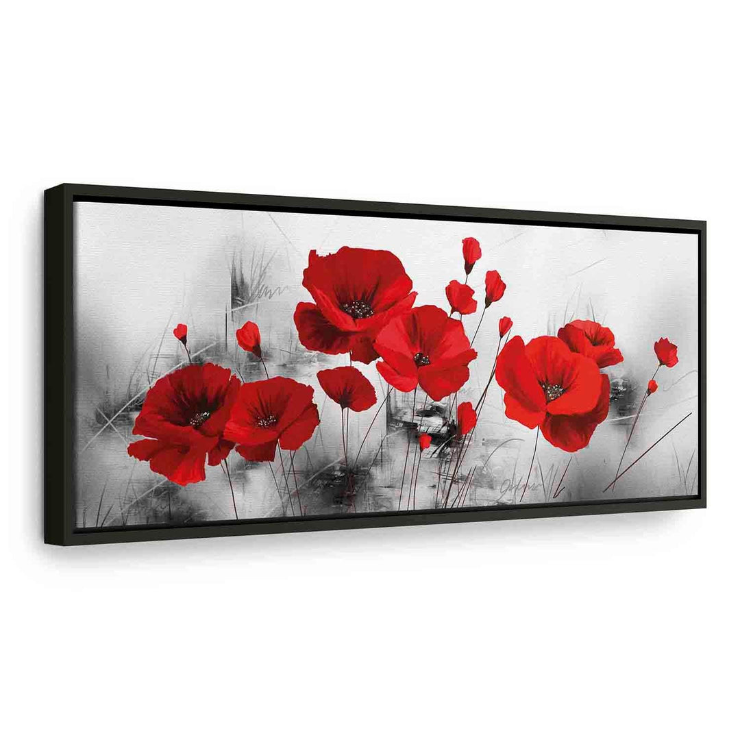 Glezna melnā koka rāmī - Pelēks dārzs, 90x30 cm G ART